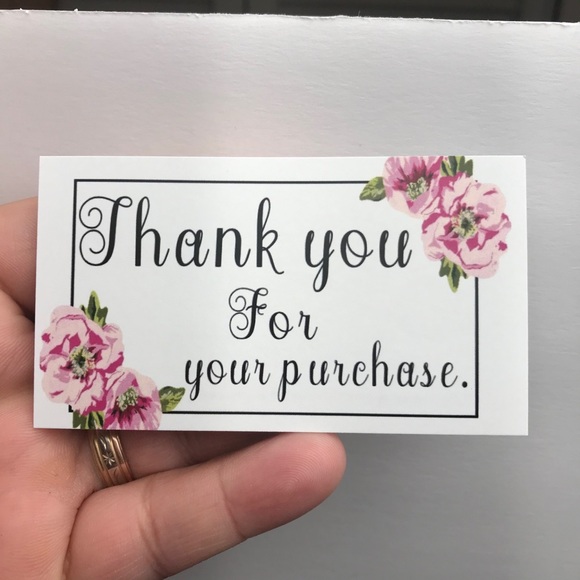 30 Thank you for your purchase floral cards  3.5x2 - Picture 3 of 4